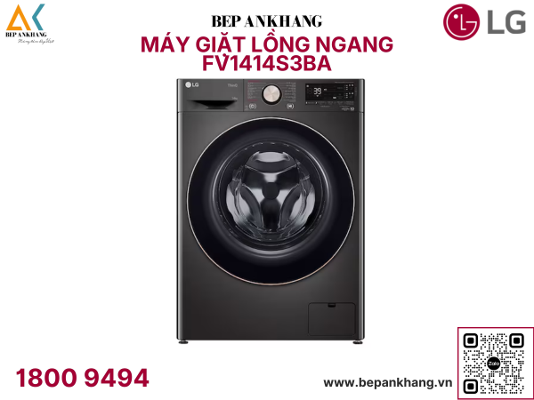 Máy giặt lồng ngang LG AI DD™ Inverter 14kg màu đen FV1414S3BA